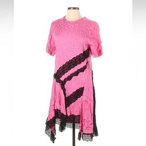 Koche pink satin‎ and black lace cocktail party dress, size 42 or small/med